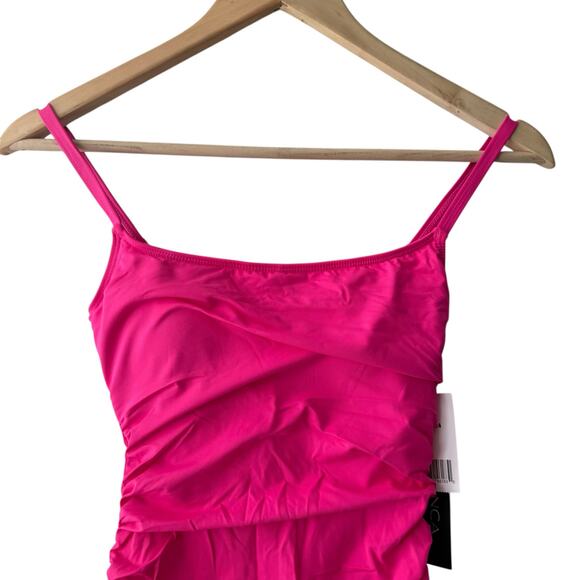 La Blanca Island Goddess Solid Pink Square Neck One Piece Swimsuit Size 2 - Picture 5 of 10